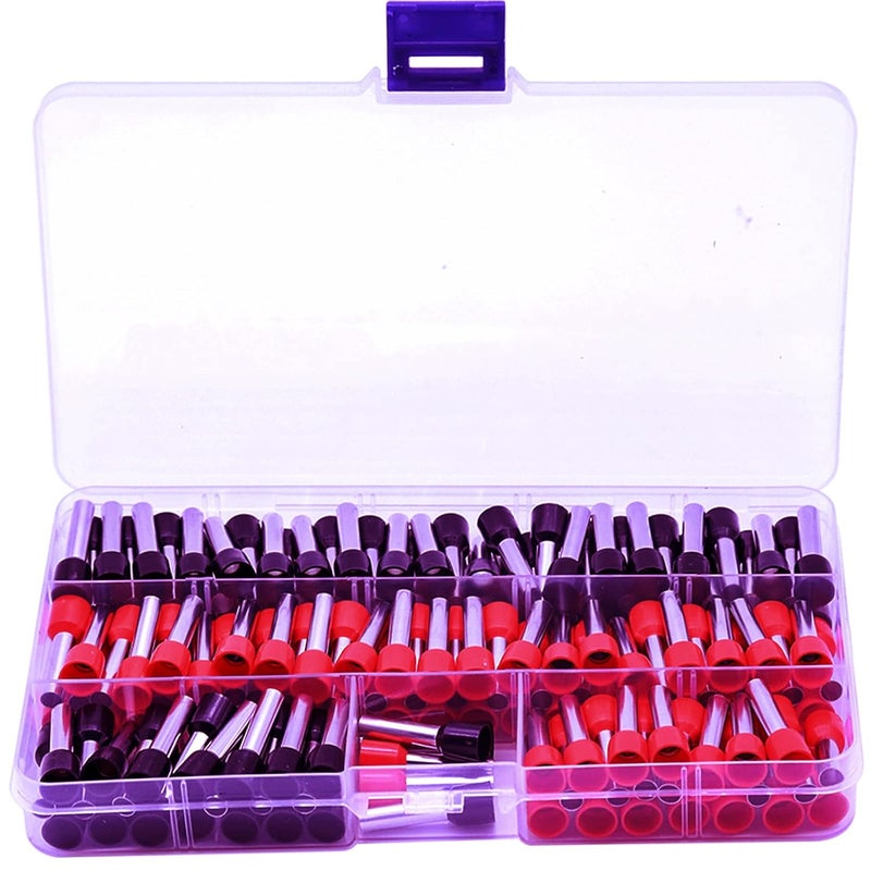 XFFCSEC 8 Gauge Wire Ferrule Connectors, for 8 Awg Automotive Power/Ground, Battery Cable, Car Audio, RV, Amp, CCA, 8ga Automotive Wire, Amp Kit, Battery Cables, Wiring Kit, (Red + Black Box of 150) - Image 1